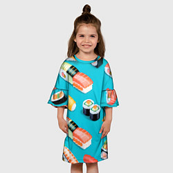 Платье клеш для девочки Суши нигиридзуси, цвет: 3D-принт — фото 2