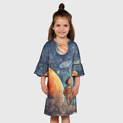 Платье клеш для девочки Инопланетный пейзаж: арт нейросети, цвет: 3D-принт — фото 2