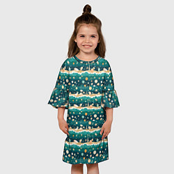 Платье клеш для девочки Море и ракушки, цвет: 3D-принт — фото 2