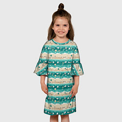 Платье клеш для девочки Ракушки и море, цвет: 3D-принт — фото 2
