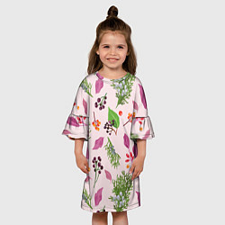 Платье клеш для девочки Ягодки и листочки, цвет: 3D-принт — фото 2