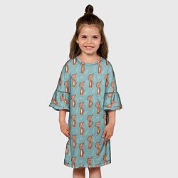 Платье клеш для девочки Тигр на голубом фоне, цвет: 3D-принт — фото 2