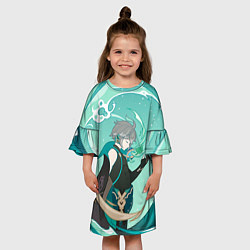 Платье клеш для девочки Аль Хайтам Геншин, цвет: 3D-принт — фото 2