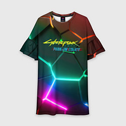 Платье клеш для девочки Cyberpunk 2077 phantom liberty logo neon, цвет: 3D-принт