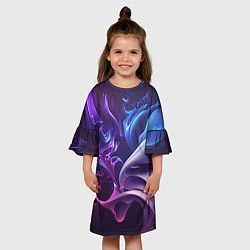 Платье клеш для девочки Сине-фиолетовый всплеск, цвет: 3D-принт — фото 2