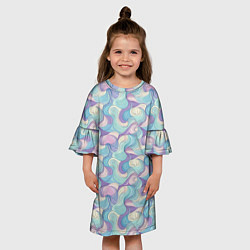 Платье клеш для девочки Абстрактные светлые волны, цвет: 3D-принт — фото 2