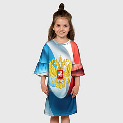 Платье клеш для девочки Герб РФ абстрактный фон, цвет: 3D-принт — фото 2