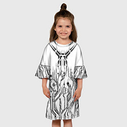 Платье клеш для девочки ЧБ Киберпанк-Модерн, цвет: 3D-принт — фото 2
