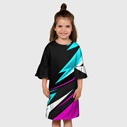 Платье клеш для девочки Спорт униформа - неон, цвет: 3D-принт — фото 2