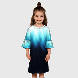 Платье клеш для девочки Синее пламя огня на черном, цвет: 3D-принт — фото 2
