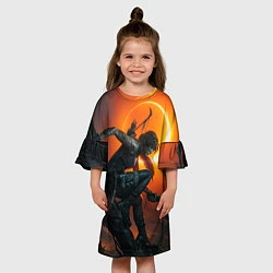 Платье клеш для девочки Тень Лары Крофт, цвет: 3D-принт — фото 2