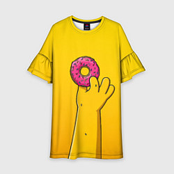 Платье клеш для девочки Гомер и пончик, цвет: 3D-принт
