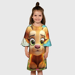 Платье клеш для девочки Милый маленький львенок, цвет: 3D-принт — фото 2
