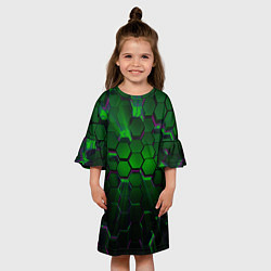 Платье клеш для девочки Зелёные соты, цвет: 3D-принт — фото 2