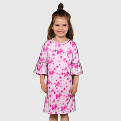 Платье клеш для девочки Барби, сердечки и цветочки, цвет: 3D-принт — фото 2