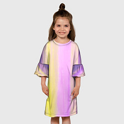 Платье клеш для девочки Акварельный градиент желто- розовый, цвет: 3D-принт — фото 2
