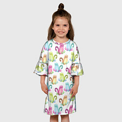 Платье клеш для девочки Милые зверьки, цвет: 3D-принт — фото 2