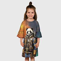 Платье клеш для девочки Панда-космонавт - стимпанк, цвет: 3D-принт — фото 2