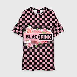 Платье клеш для девочки Blackpink logo roses, цвет: 3D-принт
