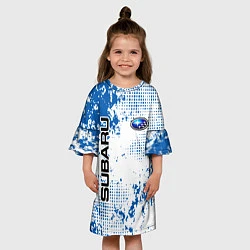 Платье клеш для девочки Subaru blue logo, цвет: 3D-принт — фото 2
