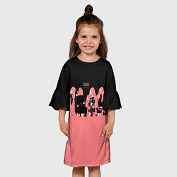 Платье клеш для девочки BLACK PINK на черно-розовом, цвет: 3D-принт — фото 2