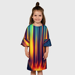 Платье клеш для девочки Волшебный лес полосы, цвет: 3D-принт — фото 2