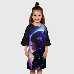 Платье клеш для девочки Покорение космоса - девушка, цвет: 3D-принт — фото 2
