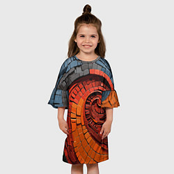 Платье клеш для девочки Кирпичная кладка спираль, цвет: 3D-принт — фото 2