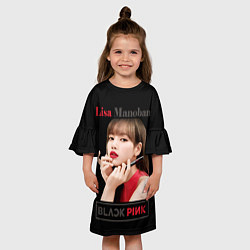 Платье клеш для девочки Blackpink Lisa paints lips, цвет: 3D-принт — фото 2