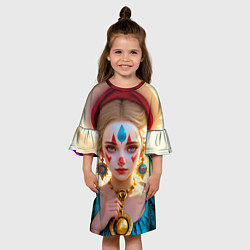 Платье клеш для девочки Девушка арлекин с воздушными шарами, цвет: 3D-принт — фото 2
