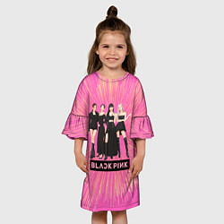 Платье клеш для девочки Blackpink девушки с лого, цвет: 3D-принт — фото 2