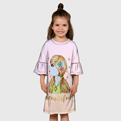 Платье клеш для девочки Девушка в профиль арт, цвет: 3D-принт — фото 2