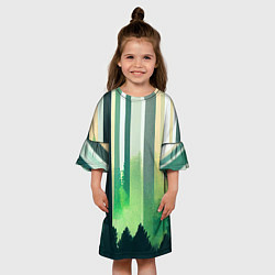 Платье клеш для девочки Прохладный лес, цвет: 3D-принт — фото 2