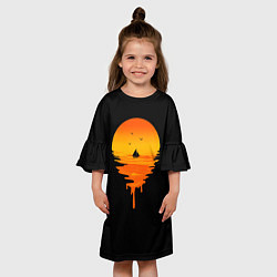 Платье клеш для девочки Лавовый закат, цвет: 3D-принт — фото 2