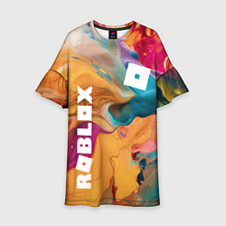 Платье клеш для девочки Roblox Logo Color, цвет: 3D-принт