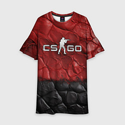 Платье клеш для девочки CS GO red black texture, цвет: 3D-принт