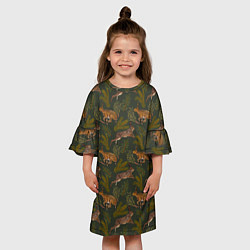 Платье клеш для девочки Зайцы в еловых веточках, цвет: 3D-принт — фото 2