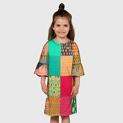 Платье клеш для девочки Кусочки материи, цвет: 3D-принт — фото 2