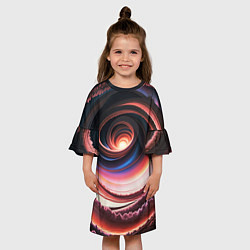 Платье клеш для девочки Вихрь из звезд и облаков, цвет: 3D-принт — фото 2