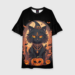 Детское платье Черный кот в хеллоуине