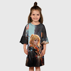 Платье клеш для девочки Боевая городская девчонка, цвет: 3D-принт — фото 2