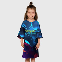 Платье клеш для девочки Cyberpunk 2077 neon style, цвет: 3D-принт — фото 2