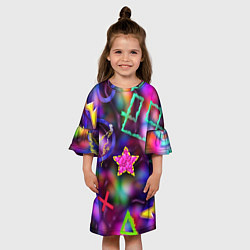 Платье клеш для девочки Праздничный street-art со звёздочкой, цвет: 3D-принт — фото 2