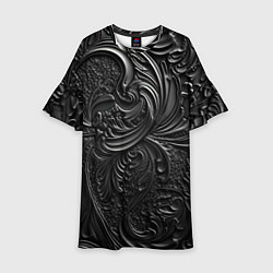 Платье клеш для девочки Объемная черная текстура из кожи, цвет: 3D-принт