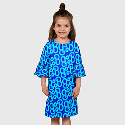 Платье клеш для девочки Логотип Барби - синий паттерн, цвет: 3D-принт — фото 2