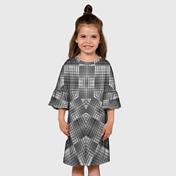 Платье клеш для девочки В серых тонах геометрический узор, цвет: 3D-принт — фото 2