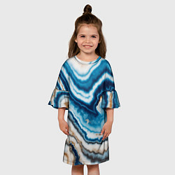 Платье клеш для девочки Разноцветная текстура океанического агата, цвет: 3D-принт — фото 2