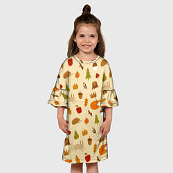 Платье клеш для девочки Паттерн - осень, цвет: 3D-принт — фото 2