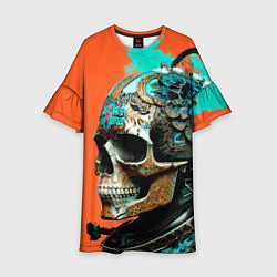 Платье клеш для девочки Art skull - irezumi - Japan, цвет: 3D-принт