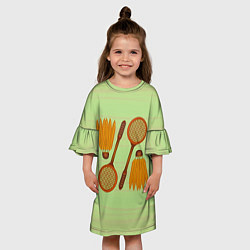 Платье клеш для девочки Бадминтон, цвет: 3D-принт — фото 2